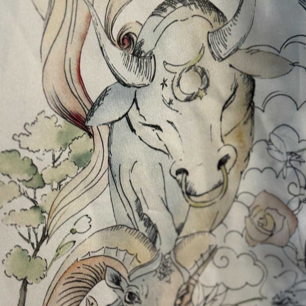 Zara Cream and Tan Illustrated Wide-Leg Trousers - Picture 4 of 6